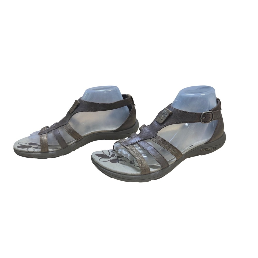 Merrell Q2 Move Brown Leather Gladiator Sandals Womens 9 Metallic Strappy Buckle